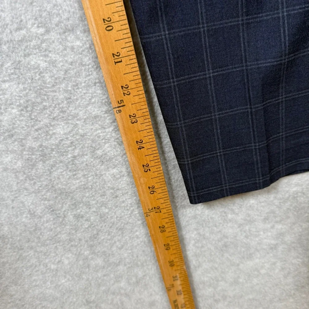 Lauren Ralph Lauren Mens Navy Blue Windowpane Plaid Dress Pants 36x29 Fits 36x27